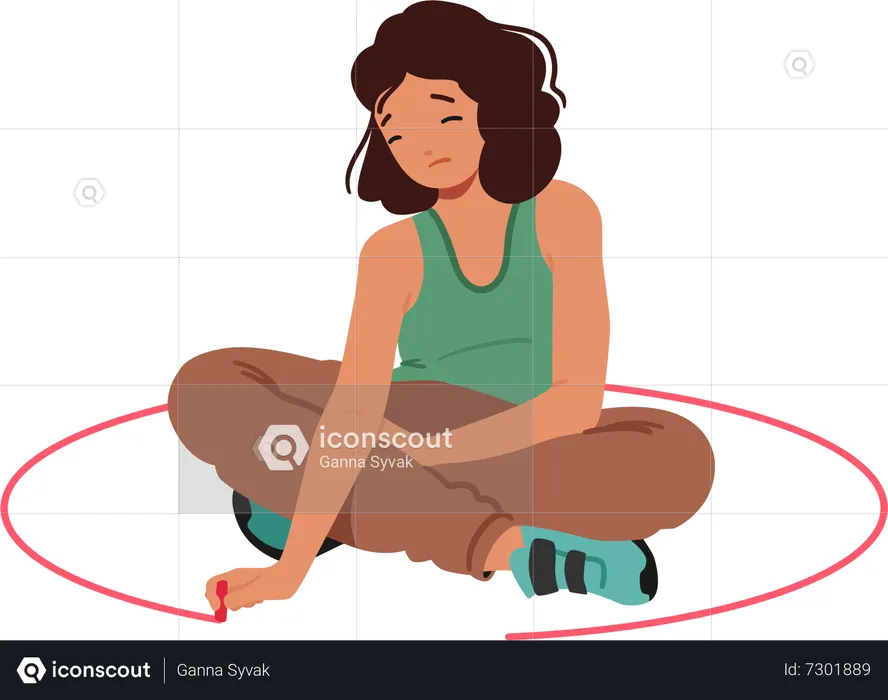 Femme dessinant un cercle autour de soi  Illustration