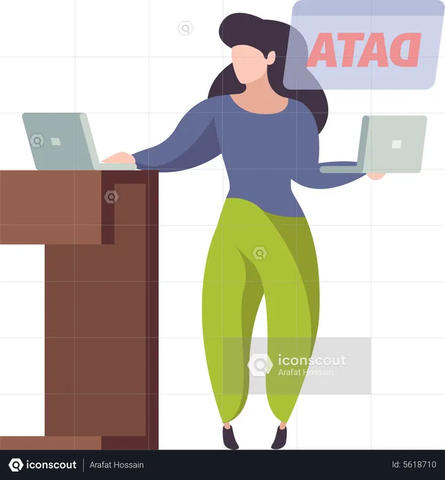 Développeuse travaillant sur les tests d'assurance qualité  Illustration