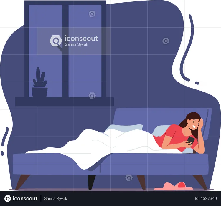 Femme discutant avec des amis pendant l'heure du coucher  Illustration