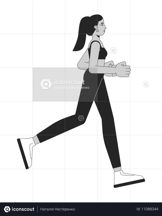 Une femme du Moyen-Orient fait du jogging en legging  Illustration