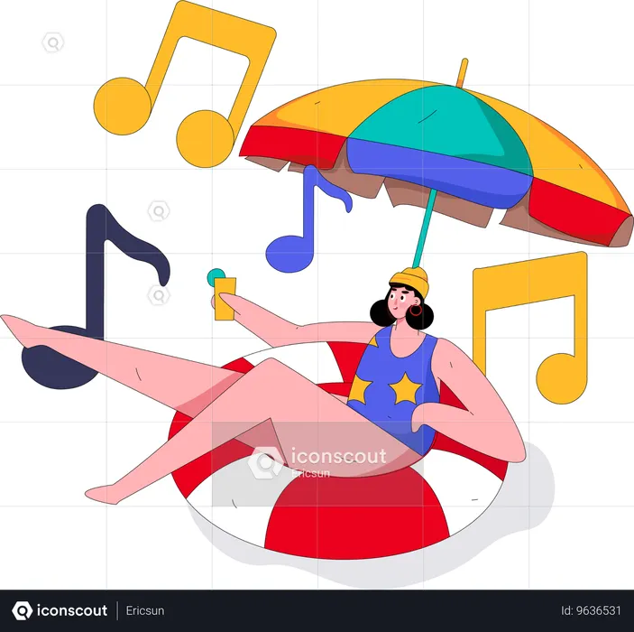Femme écoutant de la musique  Illustration