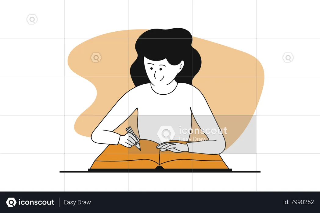 Femme écrivant des notes  Illustration