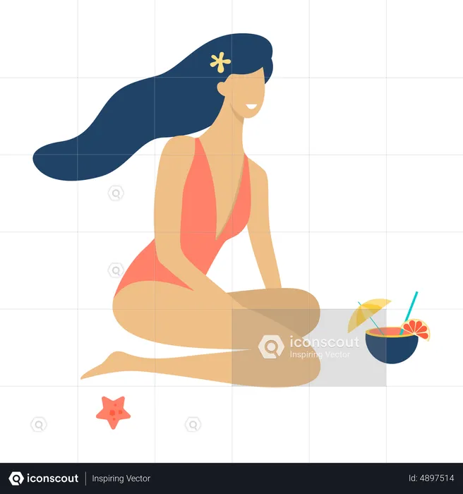 Femme en maillot de bain  Illustration