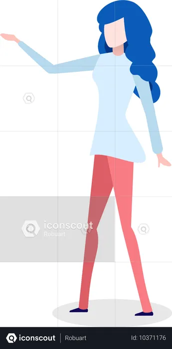 Femme en pull blanc et pantalon rouge  Illustration