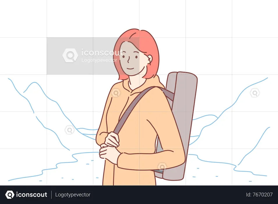 Femme en randonnée  Illustration