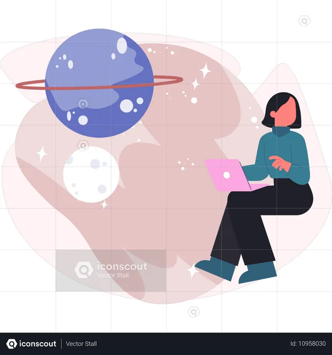 Une femme fait une étude pour la planète  Illustration