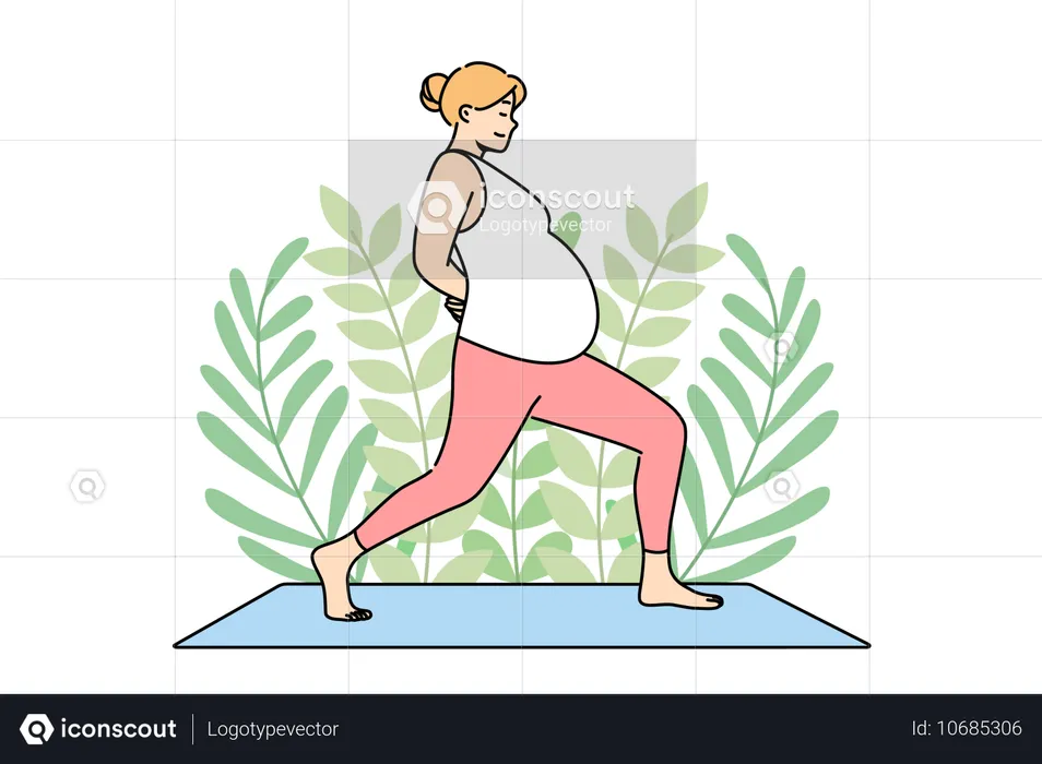 Femme enceinte, faire du yoga  Illustration