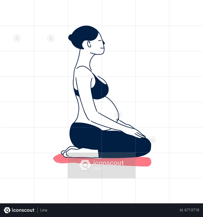 Femme enceinte, faire des exercices de yoga  Illustration