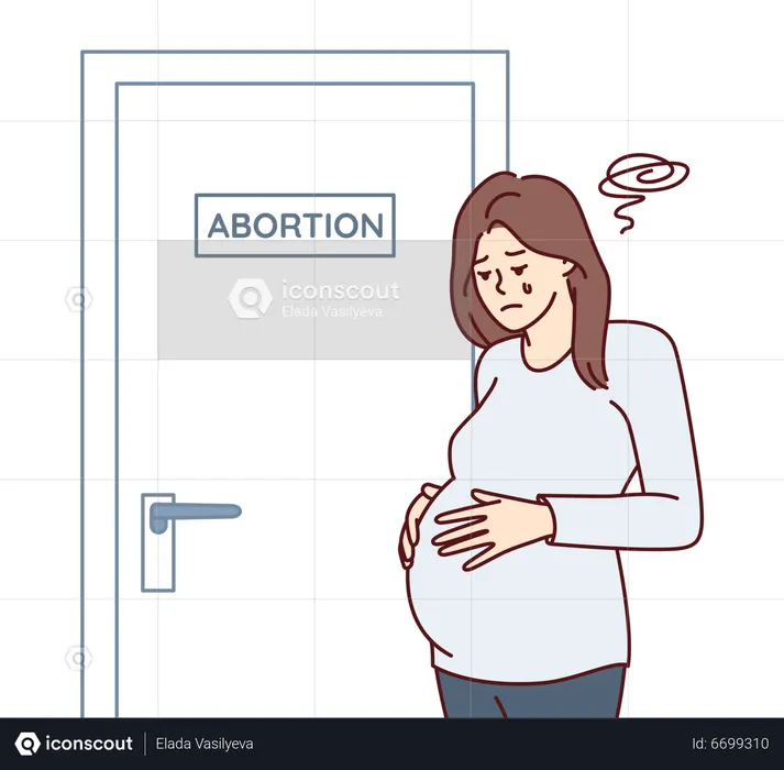 Femme enceinte songeant à avorter  Illustration