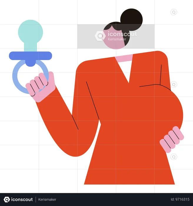 Femme enceinte tenant une sucette pour bébé  Illustration