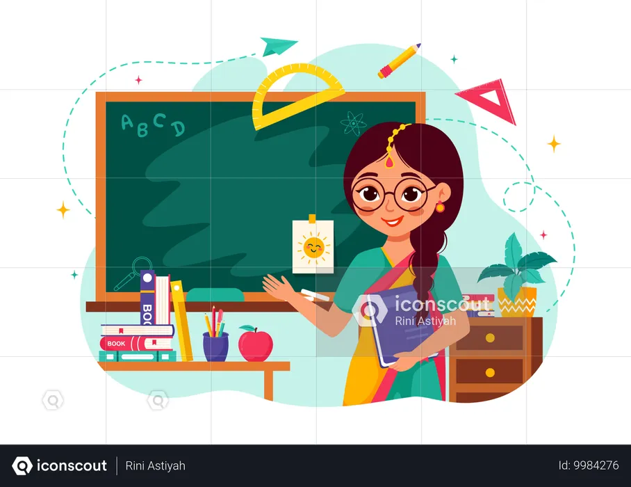 Femme enseignant en classe  Illustration