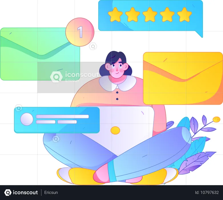 Femme envoyant un e-mail marketing  Illustration