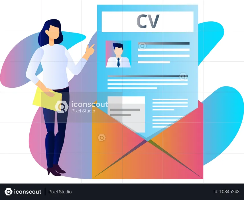 Femme Envoyez votre CV  Illustration