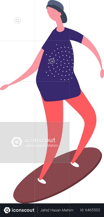 Femme faisant du skateboard  Illustration