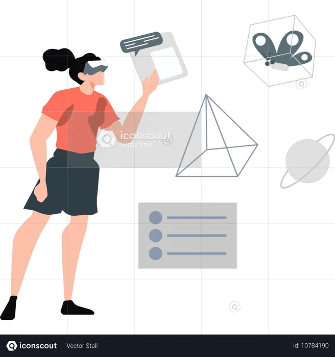 Une femme est une analyse virtuelle utilisant la réalité virtuelle  Illustration