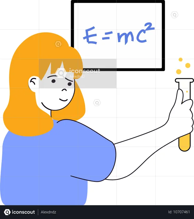 Femme expliquant la structure chimique  Illustration