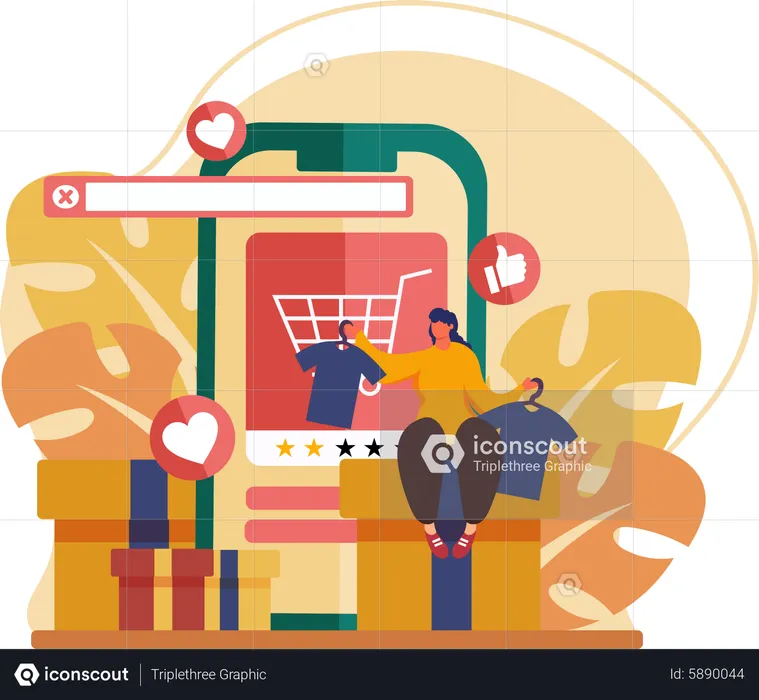 Femme faisant des achats en ligne  Illustration