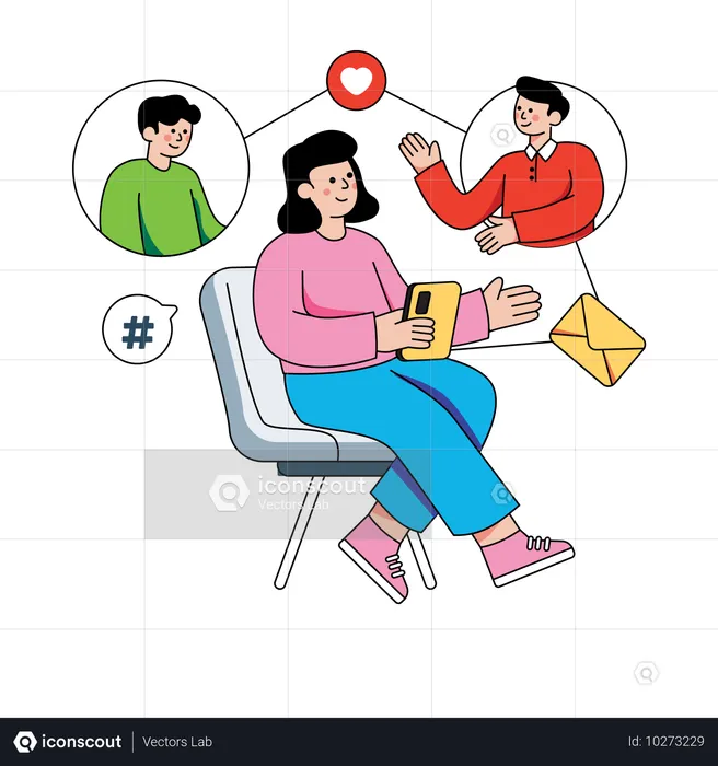 Femme faisant de la publicité par courrier  Illustration