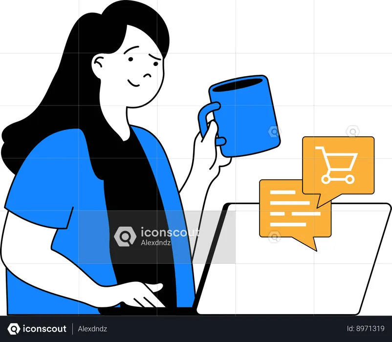 Femme faisant des achats en ligne  Illustration