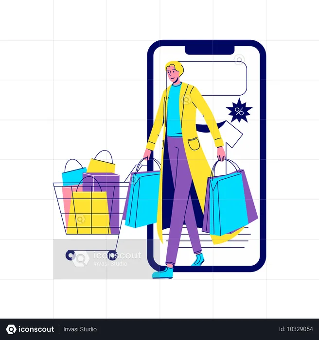 Femme faisant des achats en ligne  Illustration