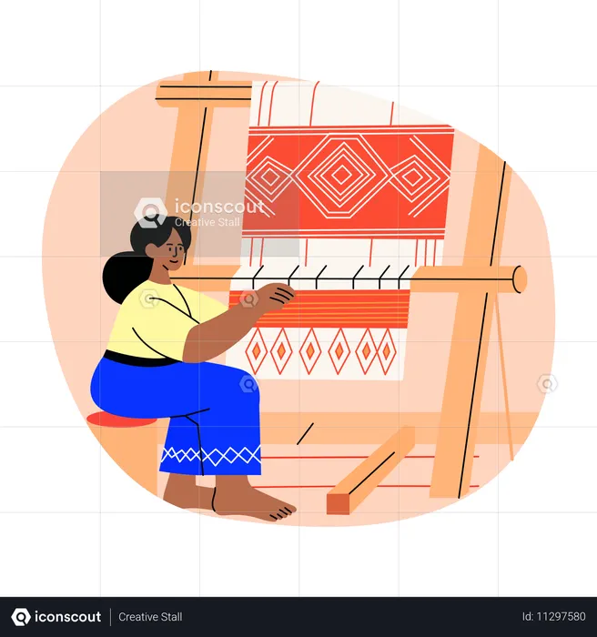 Femme faisant de la broderie  Illustration