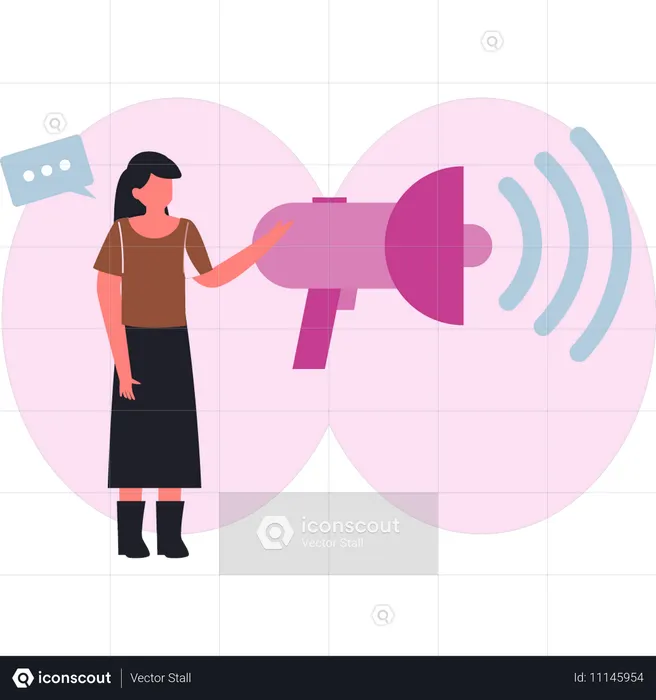 Femme faisant du marketing web  Illustration