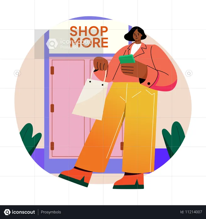 Femme faisant du shopping  Illustration