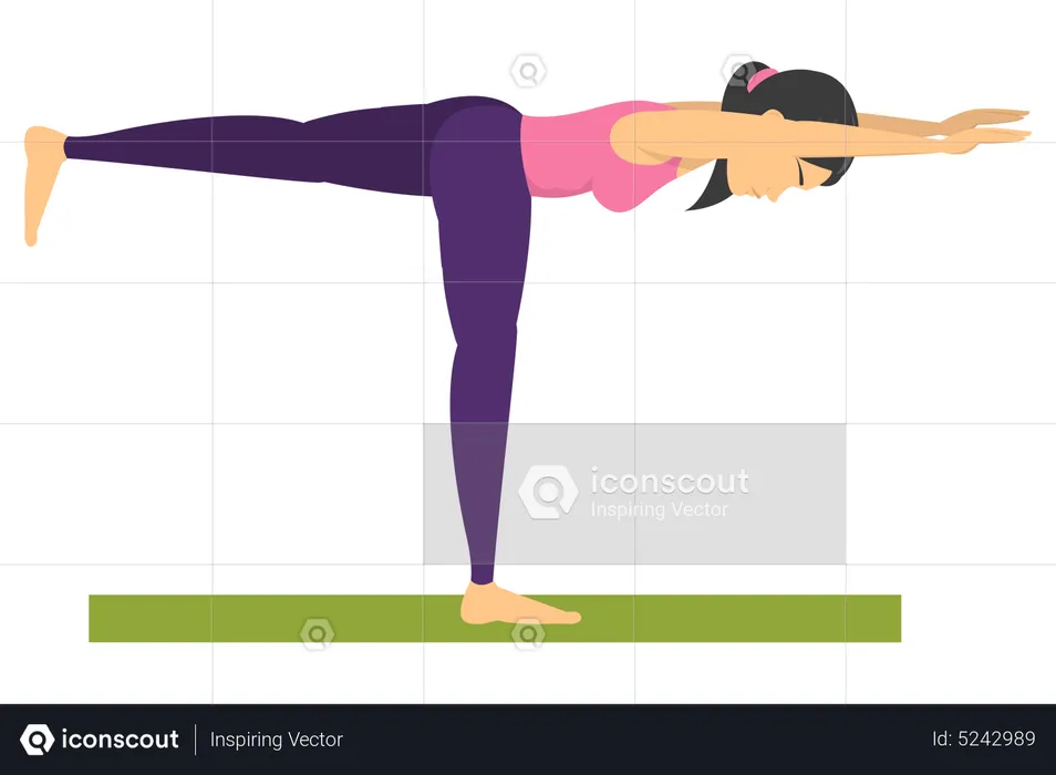 Femme faisant la pose de guerrier de yoga  Illustration