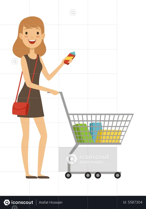 Femme faisant des courses  Illustration