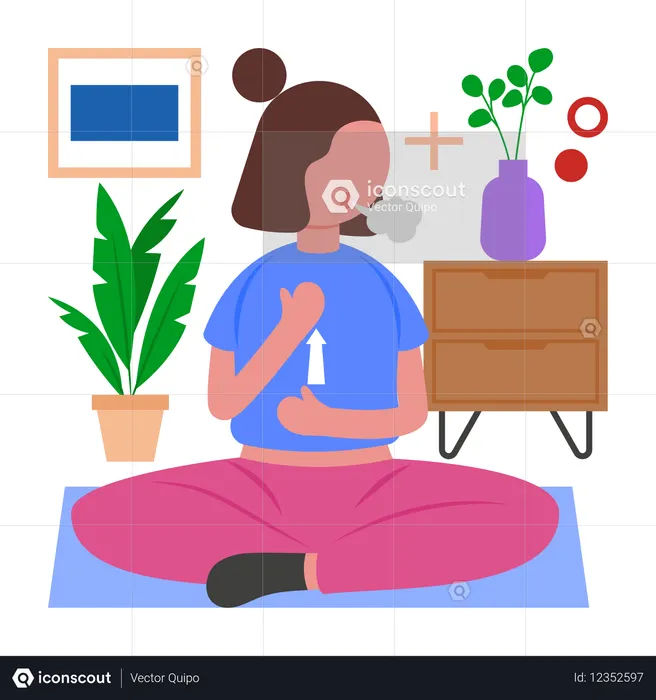 Femme pratiquant l'équilibre corps-esprit  Illustration