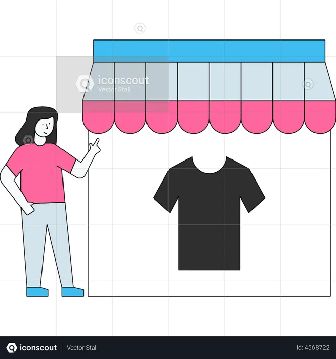 Femme faisant du shopping dans un magasin  Illustration