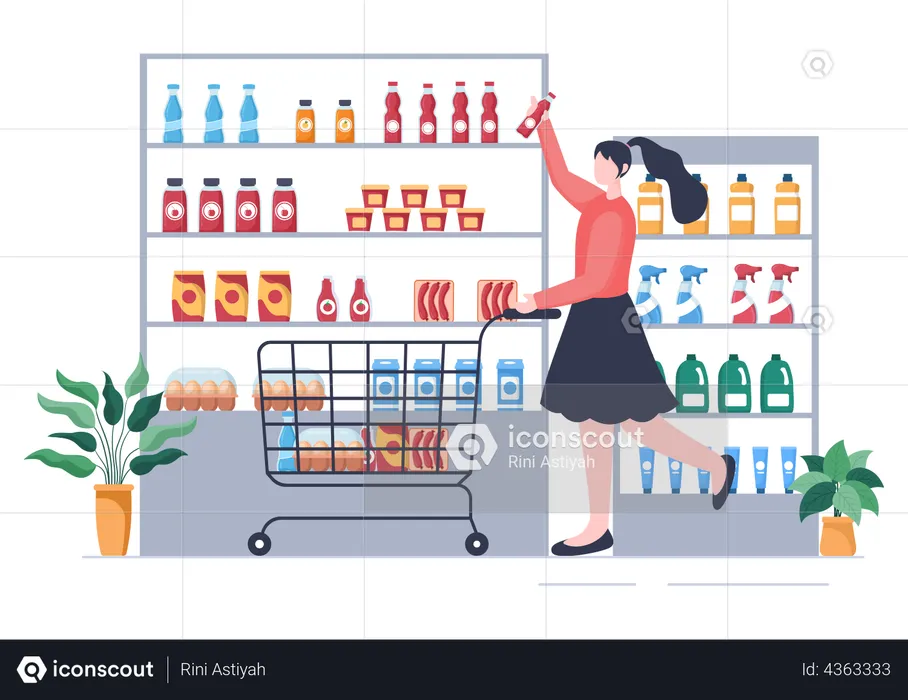 Femme faisant des courses  Illustration