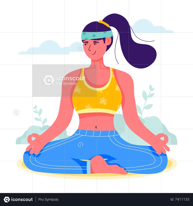 Femme faisant une pose de lotus  Illustration