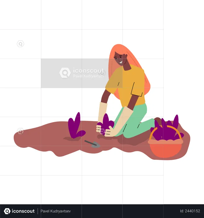 Femme faisant une plantation  Illustration