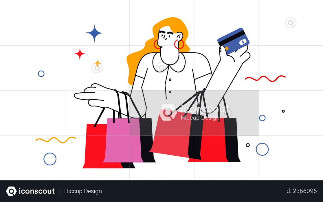 Femme faisant du shopping  Illustration