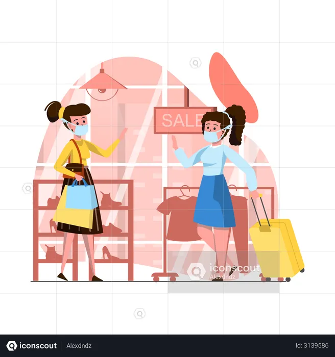 Femme faisant du shopping  Illustration