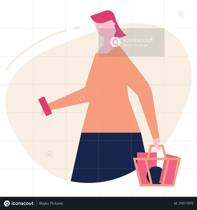 Femme faisant du shopping  Illustration