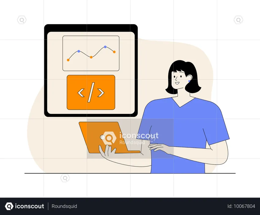 Femme effectuant une analyse de codage  Illustration