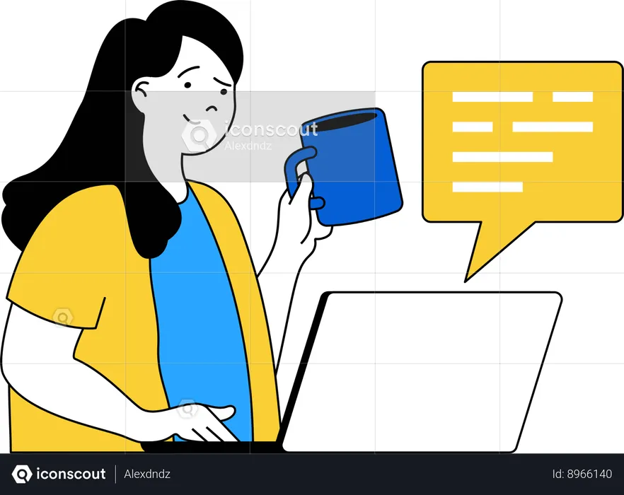 Femme faisant une communication en ligne  Illustration