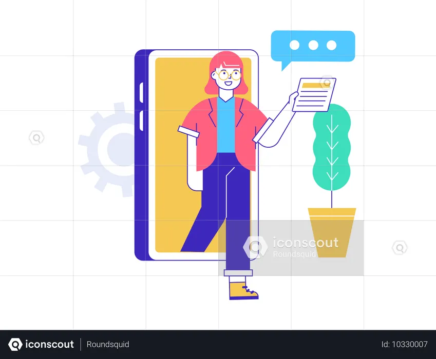 Femme effectuant des vérifications de sécurité de connexion en ligne  Illustration