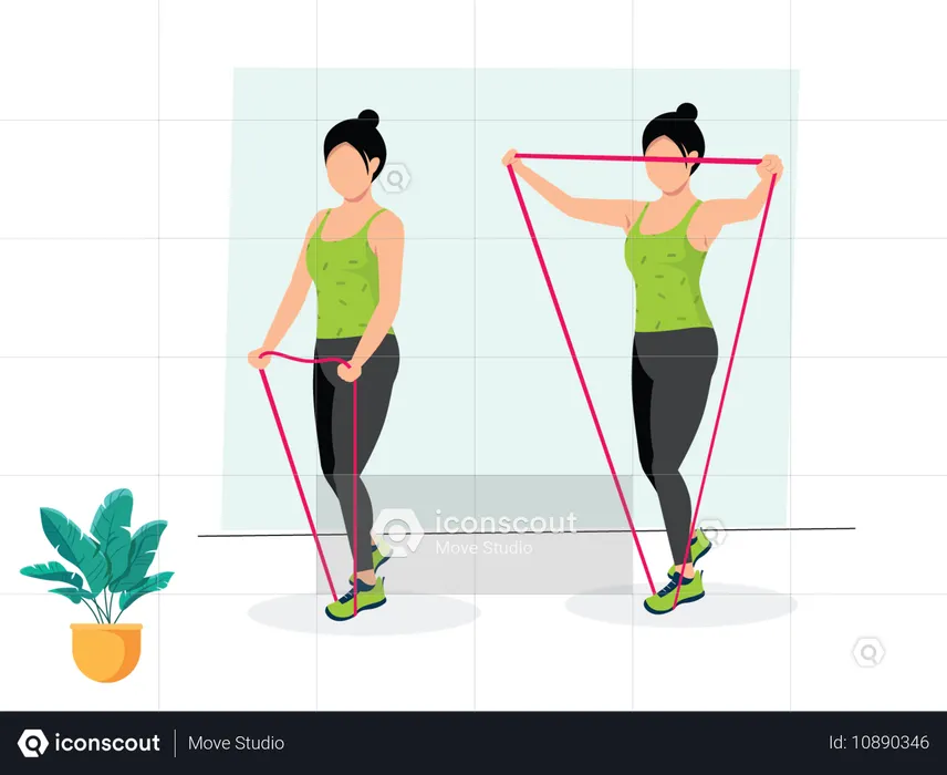 Femme effectuant une élévation latérale  Illustration