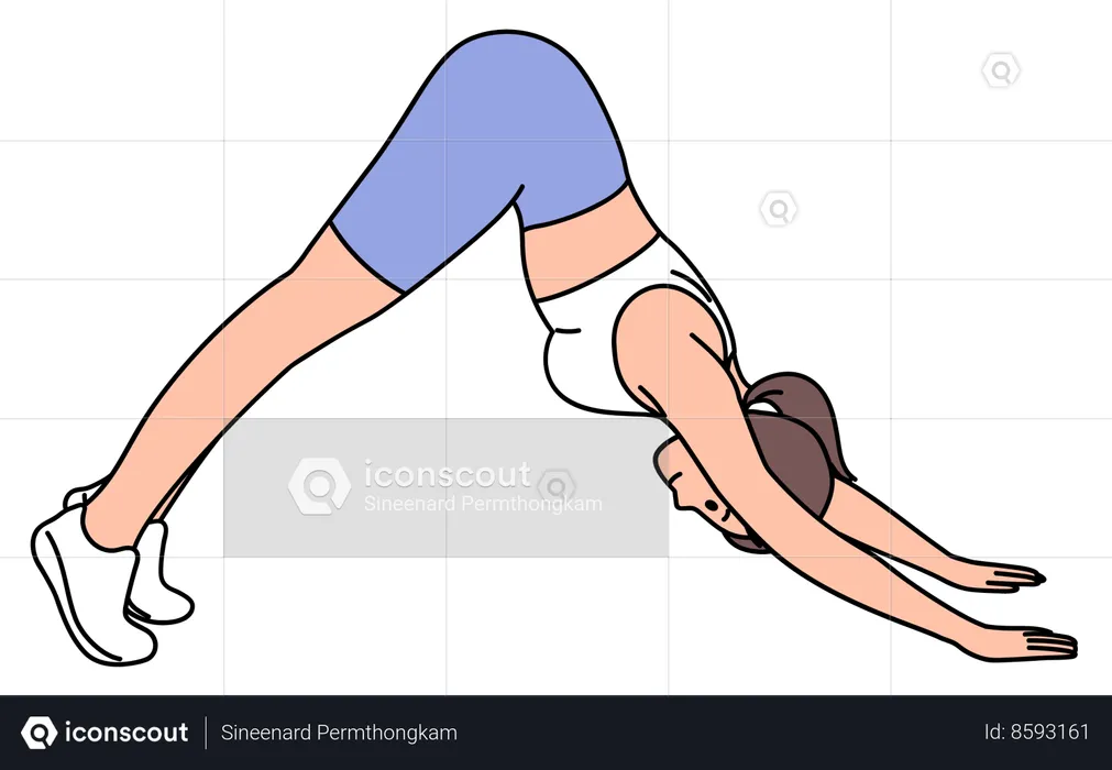 Femme faisant de la planche à l'exercice de chien vers le bas  Illustration