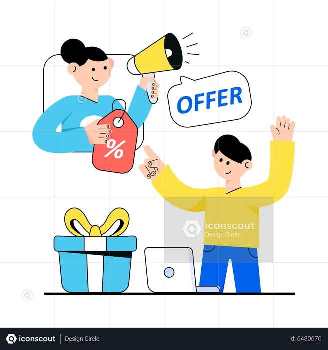 Femme faisant du marketing de vente  Illustration