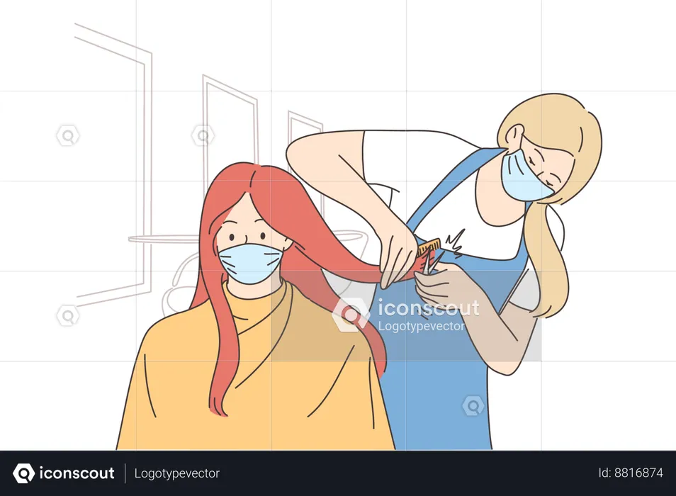 La femme fait la coupe de cheveux  Illustration