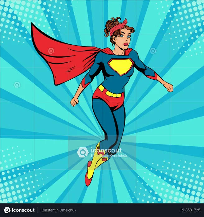 Superwoman féminine flottant dans l'air  Illustration