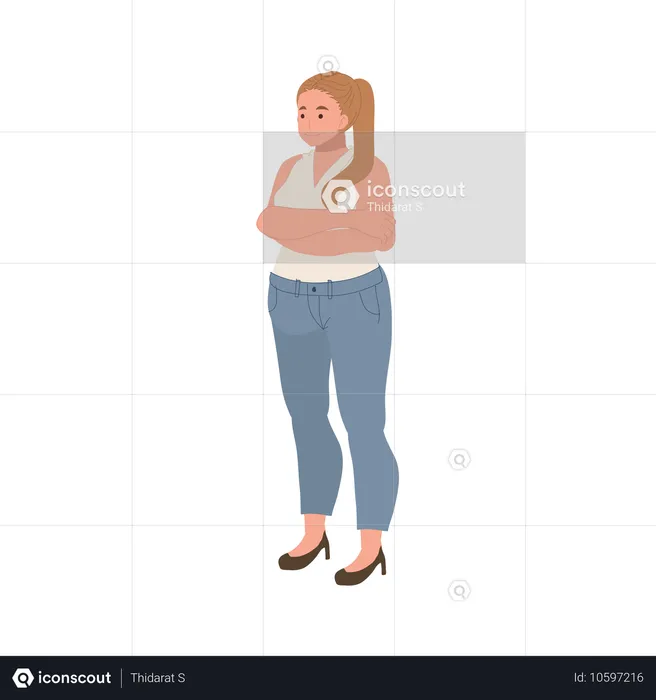 Une femme de grande taille pose avec un sourire sincère  Illustration