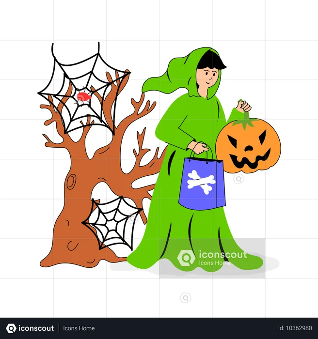 Femme déguisée en costume d'Halloween  Illustration