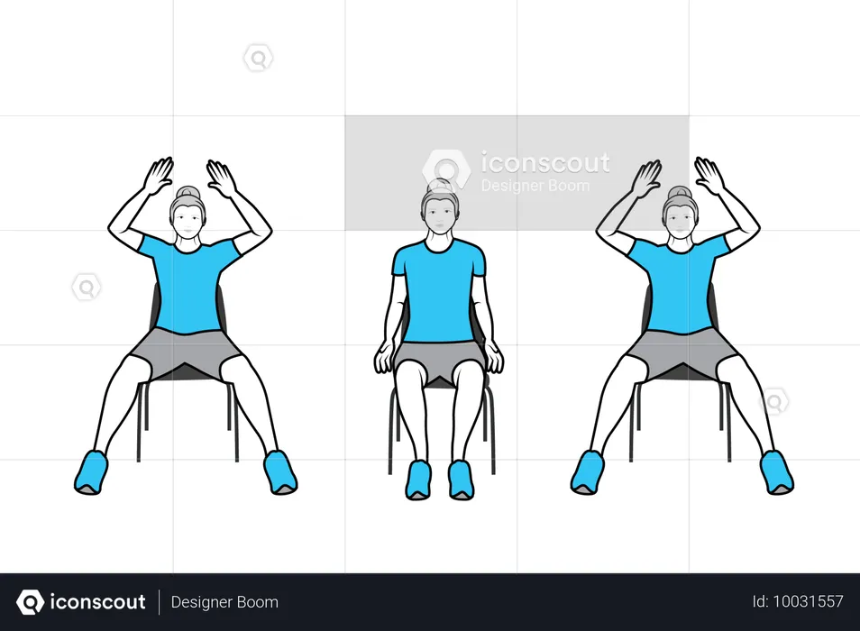 Femme handicapée faisant de l'exercice sur une chaise  Illustration