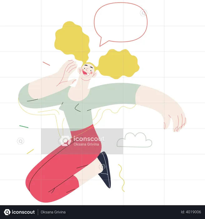 Femme heureuse appelant quelqu'un  Illustration