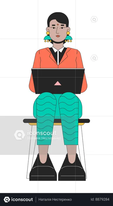 Femme indienne à la recherche d'un emploi  Illustration